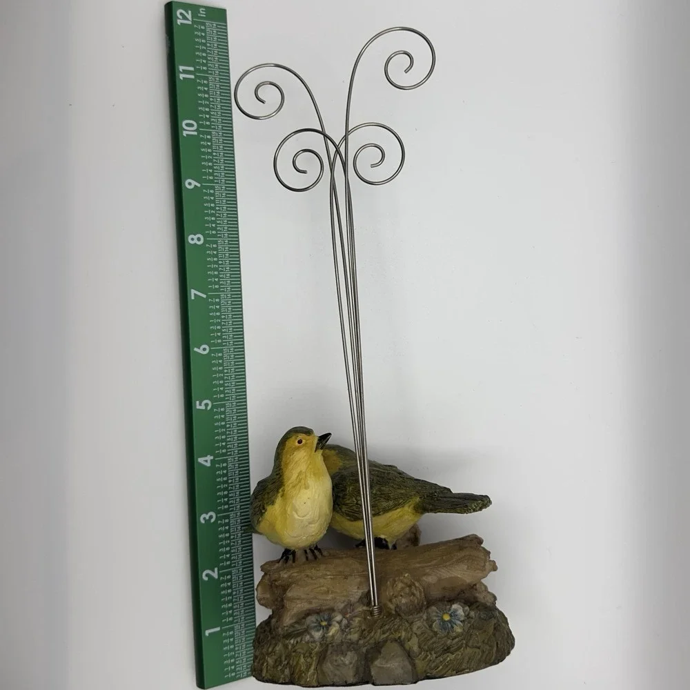 Resin Bird Figurine Photo Holder Double Spiral Wire Stand Vintage Home Decor - Picture 4 of 9